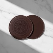 雙面PU皮革杯墊2入組 (4色可選)